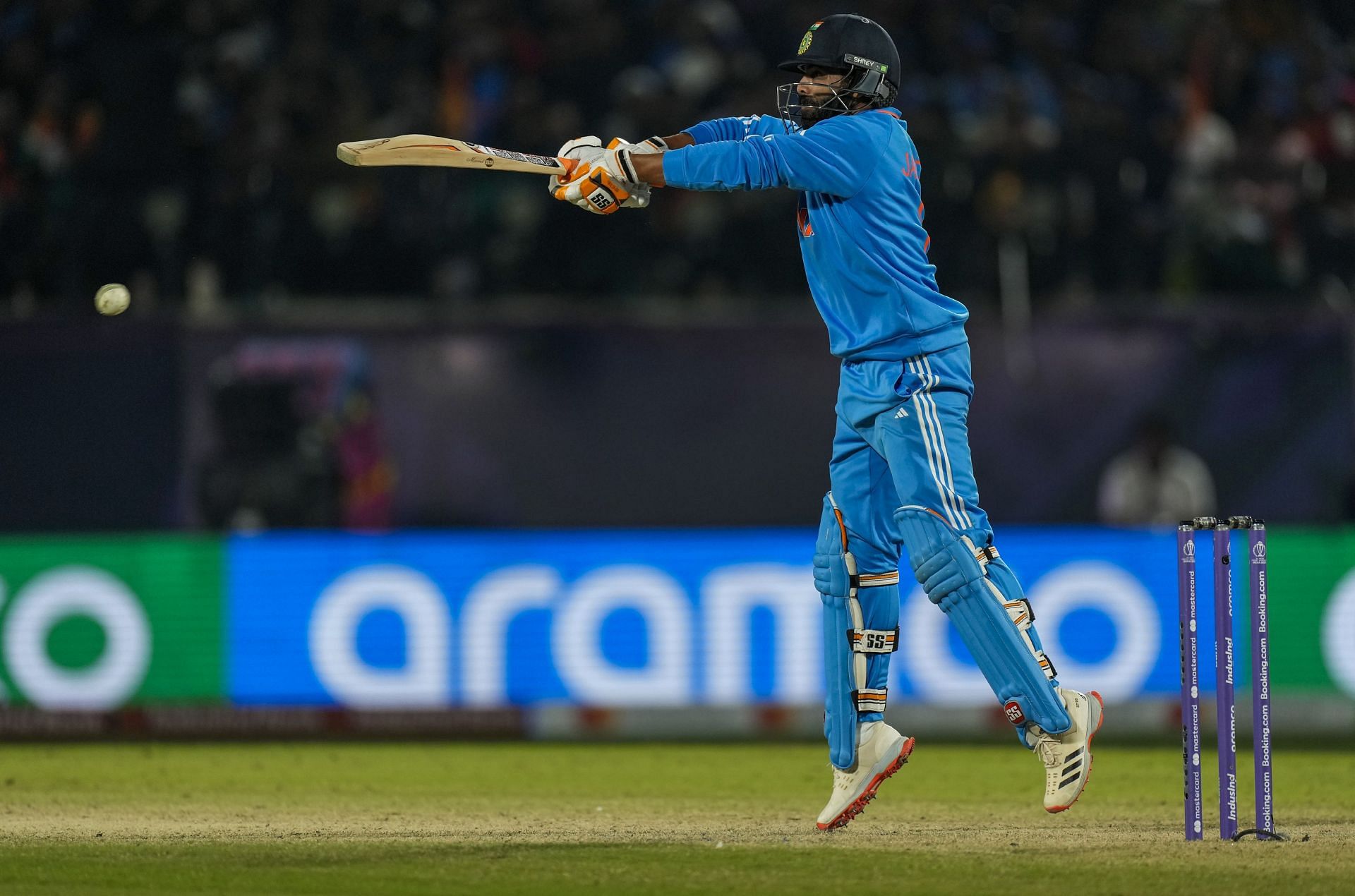 Ravindra Jadeja was up and running with a pair of boundaries off Lockie Ferguson